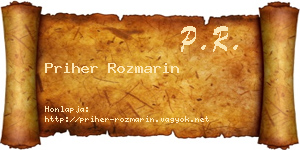 Priher Rozmarin névjegykártya